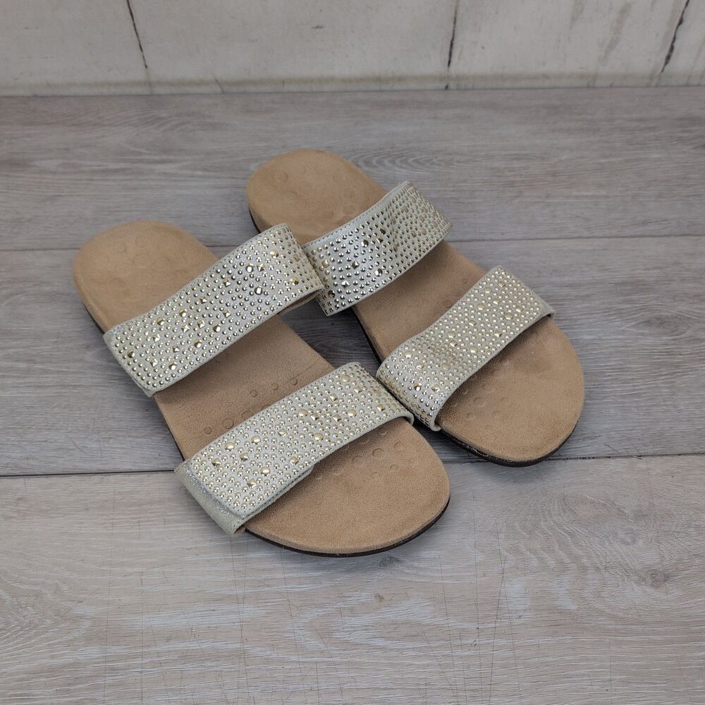 Vionic Sandals Womens 11 Wide Slip On Studded Samoa Sandals Shoes Beach Chic